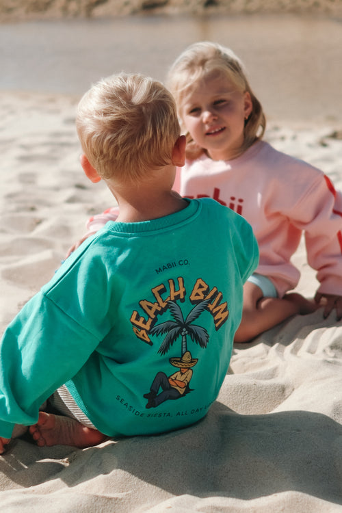 Beach Bum Green Kids Print Jumper