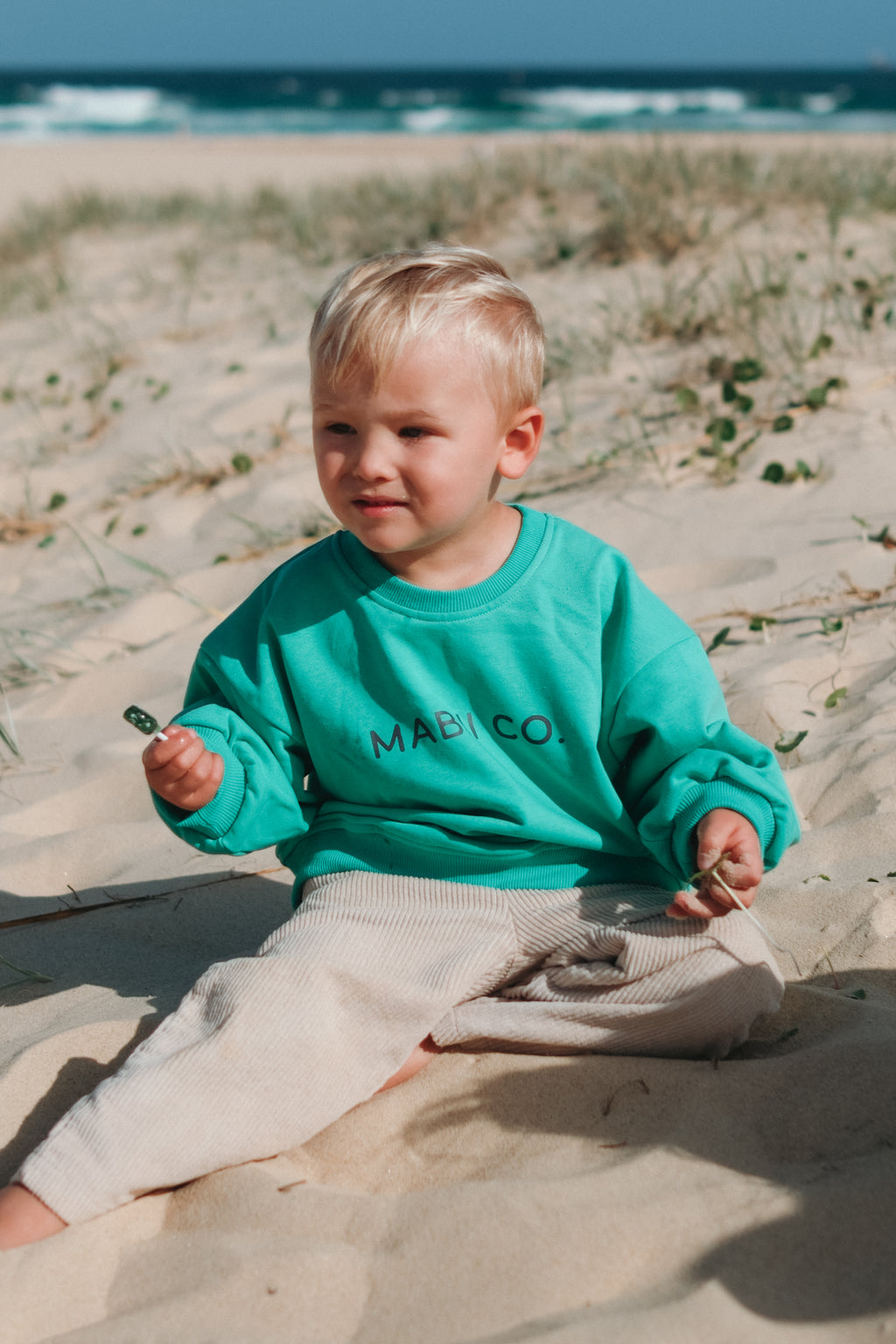 Beach Bum Green Kids Print Jumper